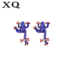 Новые модные простые серьги дамы синий зеленый милые темперамент аксессуары глазури маленькие фигурки животных дикий ухо Хооп девушка