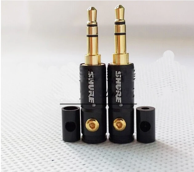 100pcs lot for shure 3 Pole 3 5mm Plug Male Headphone Jack 3 5 mm Audio Connector For 4mm Cable Adapter