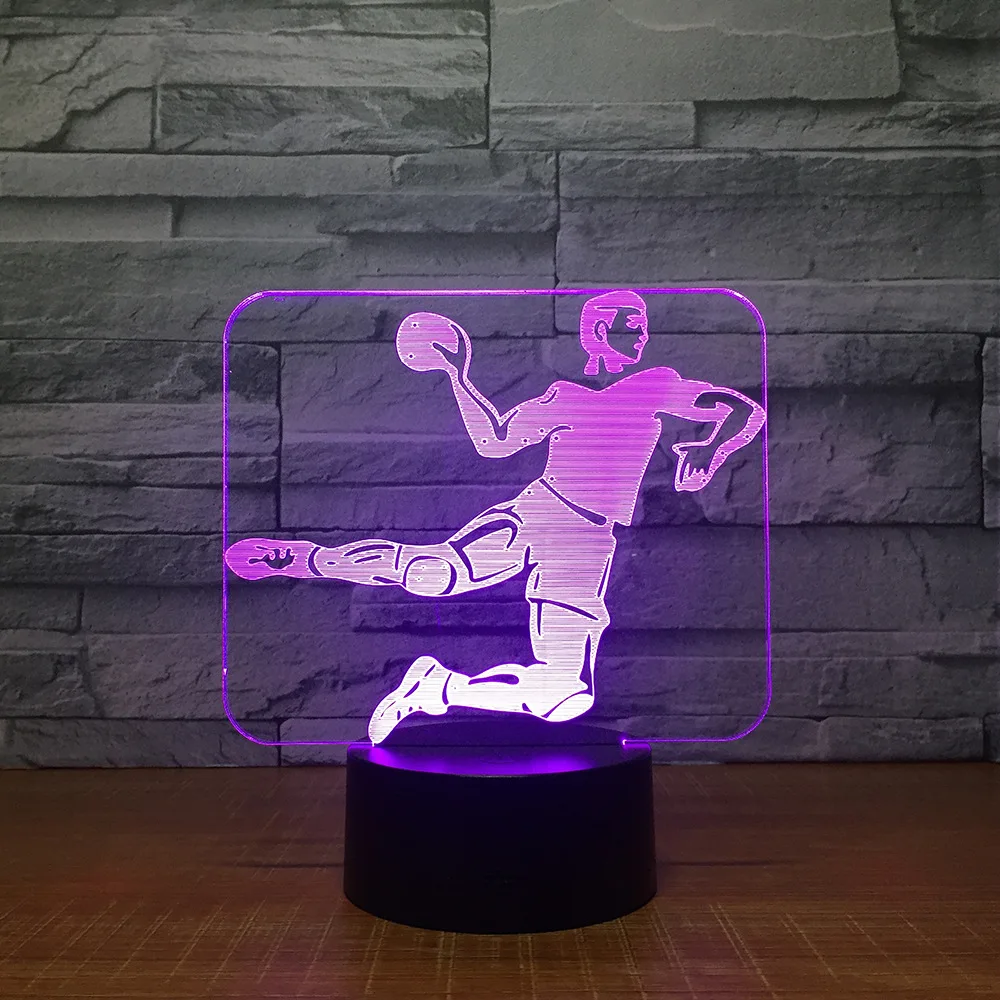 Гандбол 3D светодиодные лампы 7-Цвет сверить 3D ночник Таблица Lampara лампе для сна Ночная для поклонников футбола подарок для детей