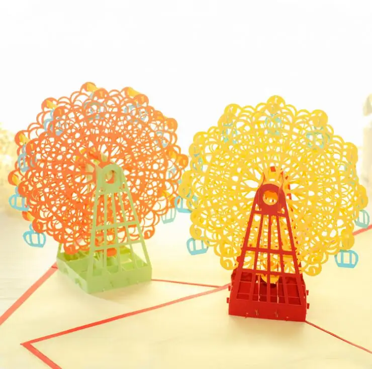  festival supplies greeting cards invitation paper pop up 3D Ferris wheel for Birthday Wedding Party - 32988894911