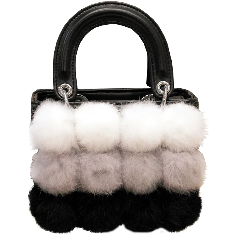 100 Rabbit Fur Handbags 2017 Winter Shoulder Bag Real Fur Handbag