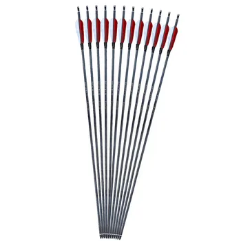 

12pcs/lot Carbon Arrows For Bow 32.6" 83cm OD 7.6mm Carbon Arrow Spine 400 With Quiver Arrowhead For Tradition American Hunting
