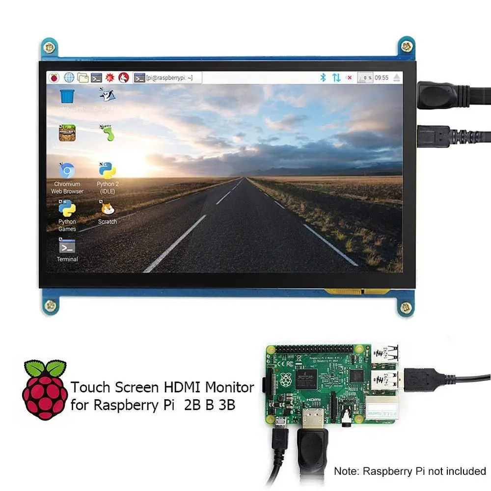 7 дюймов Raspberry Pi 3 Model B+ ЖК-дисплей Дисплей Сенсорный экран ЖК-дисплей 800*480 HDMI TFT монитор