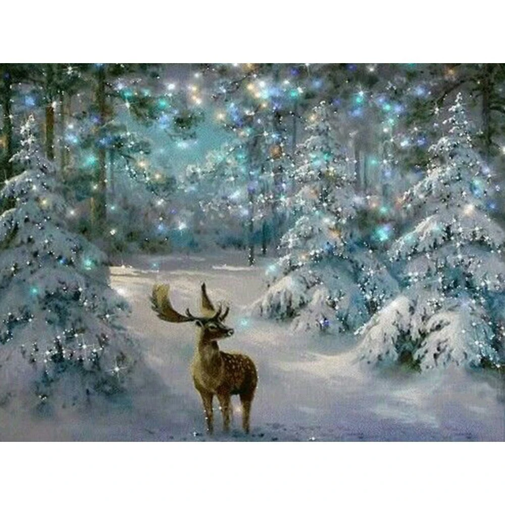 

5D DIY Diamond Painting Scenery Snow Diamond Embroidery Cross stitch Home frescoes Christmas gift