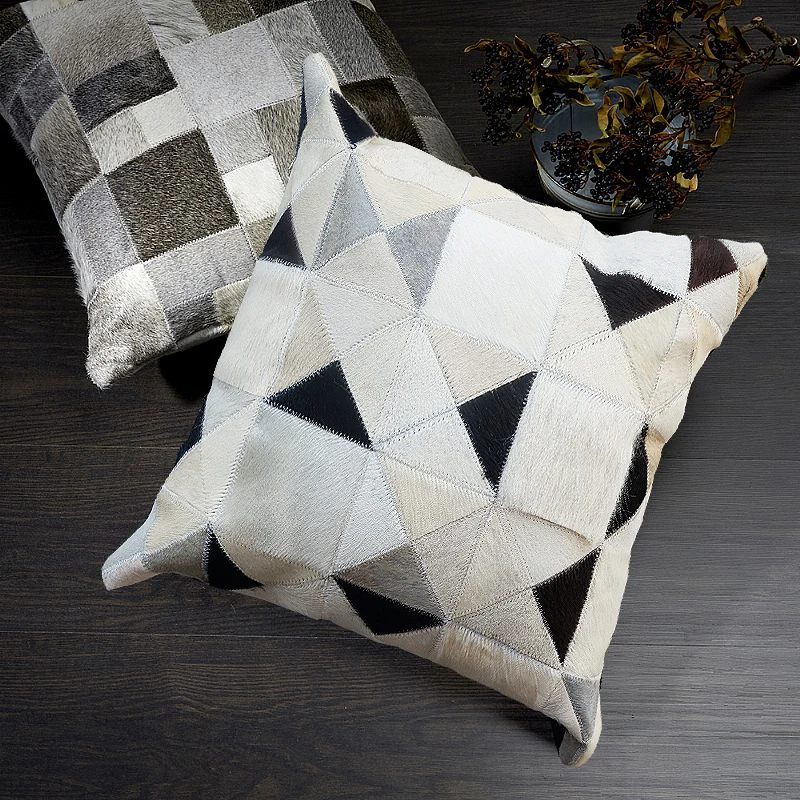 

Nordic European Single Sided Skin leather cowhide pillowcase 48 x 48 cm office chair cushion pillow case bed pillowslip