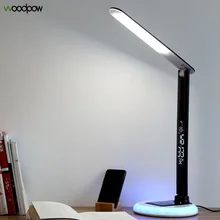 Woodpow светодиодный настольный светильник RGB Ночной светильник яркость регулируемые настольные лампы реагирующие на прикосновения с календарем будильник прикроватные лампы для чтения