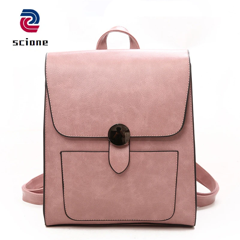 

Fashion Women Backpack High Quality Retro Leather Female Bag School Bags For Teenager Girl Preppy Style Travel Bag Rucksack