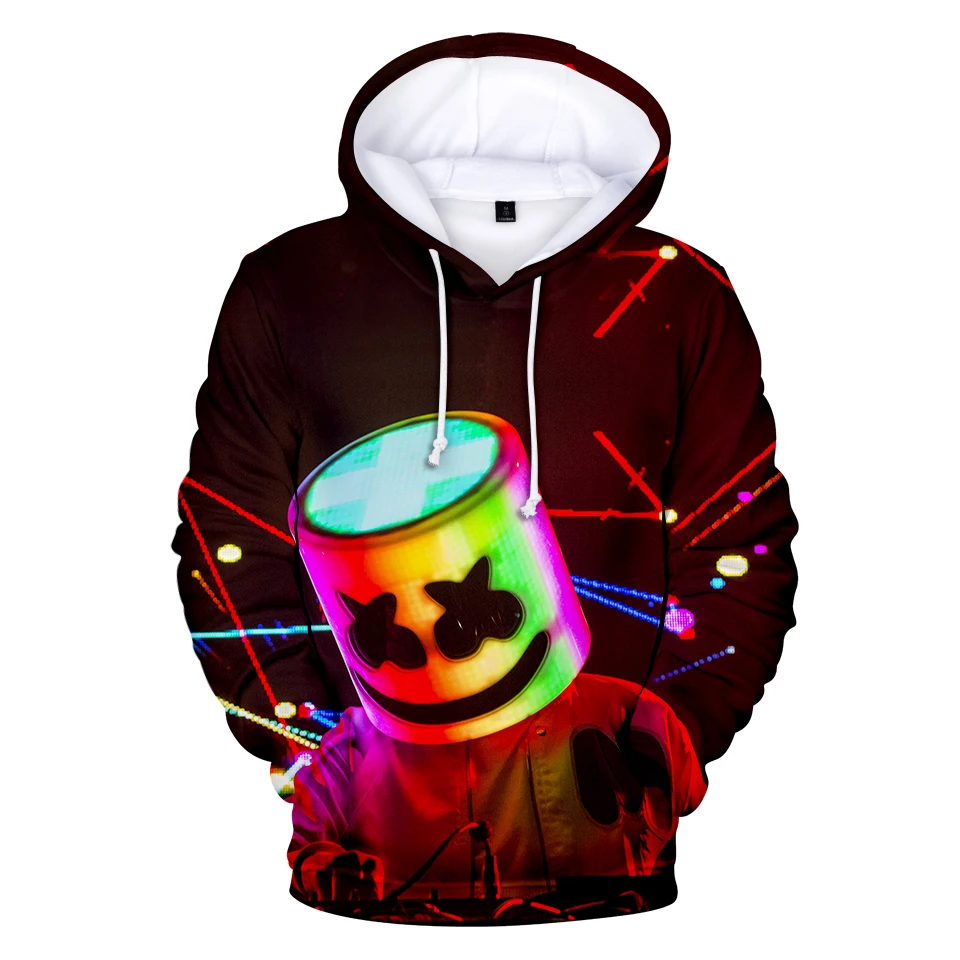 

Fashion Cool Marshmello Hooded Sweatshirt DJ Music Long-sleeved Sweatshirt 3D Printing Pattern Sweatshirt Women Clothes