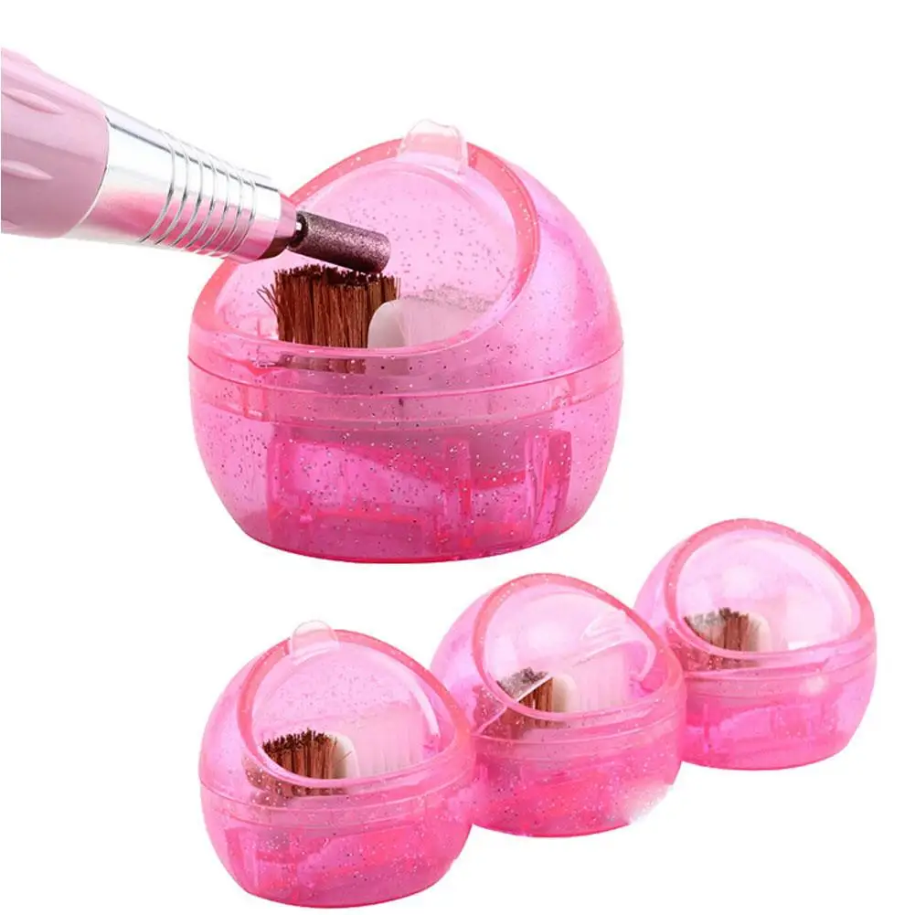 

Portable size Professional Portable Plastic Manicure Nail Art Bit Cleaning Brush Box Case New product