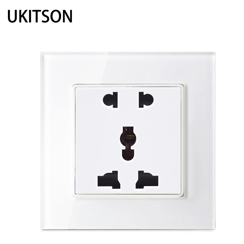 Worldwide Multiple AC250 Power Socket Faceplate White Crystal Glass