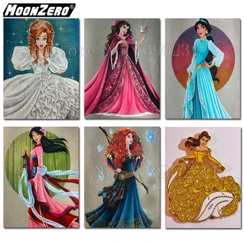 

New Fashion 5D DIY Diamond Embroidered The princess Full Square or Round Rhinestone Cross Stitch Set Diamond Painting WYZ18829
