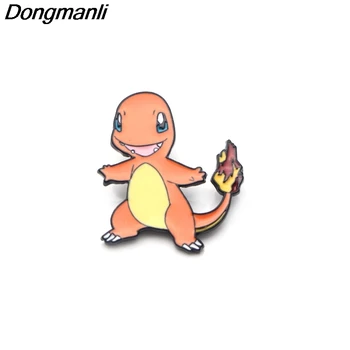 

P3415 Wholesale 20pcs/lot Charmander Metal Enamel Pins and Brooches for Women Men Lapel Pin Backpack Bags Badge Kids Gifts