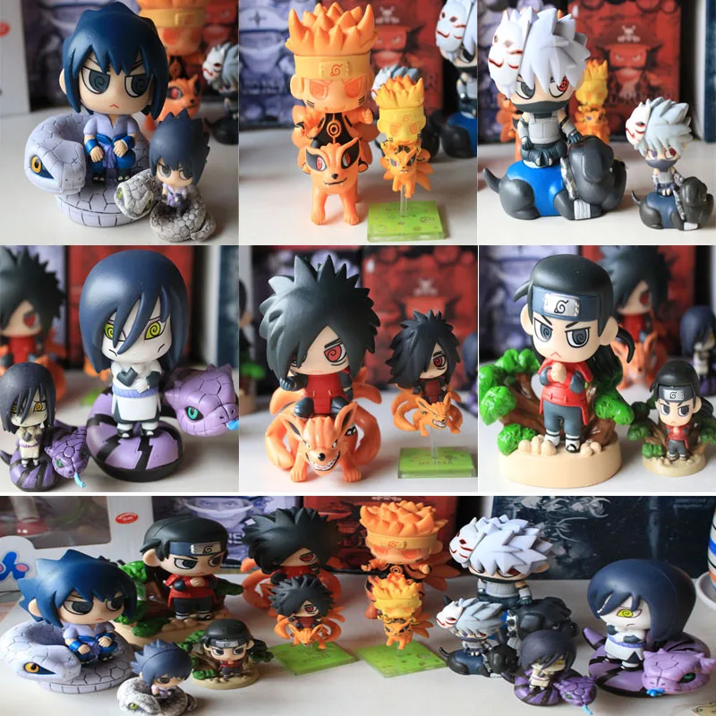 

Naruto Sasuke Kakashi Orochimaru Senju Hashirama Madara Action Figure Small Size PVC figures Naruto Dolls Toys Table Decoration
