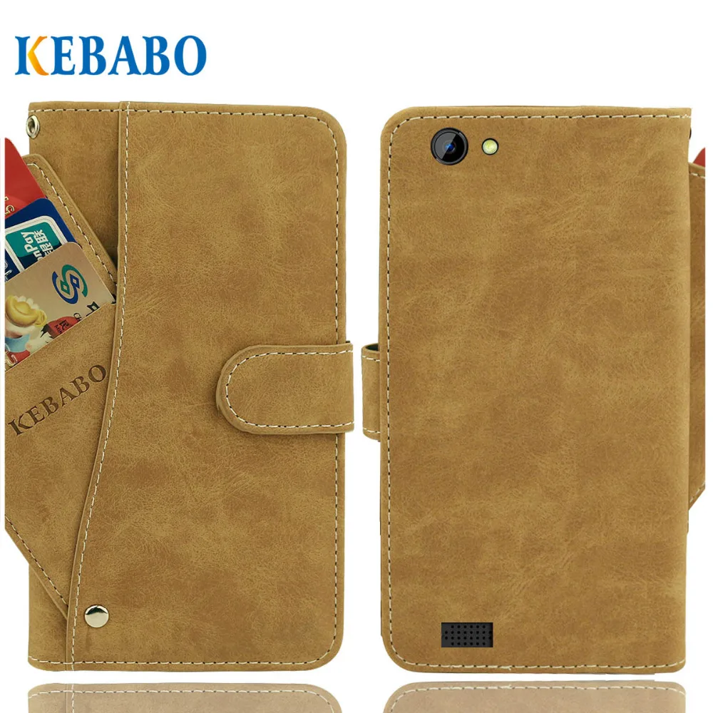 

Vintage Leather Wallet INOI 2 Lite Case 5" Flip Luxury 3 Front Card Slots Cover Magnet Stand Phone Protective Bags