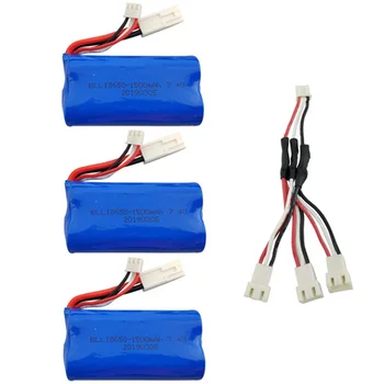 

7.4V 1500Mah Lipo Battery With 1 To 3 Conversion Line For Ft009 Rc Boat Speedboat 12428 Battery Lipo 2S
