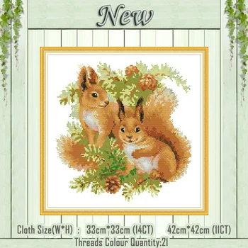 

Two squirrels cartoon animal decor painting counted printed on canvas DMC 11CT 14CT kits Cross Stitch embroidery needlework Sets