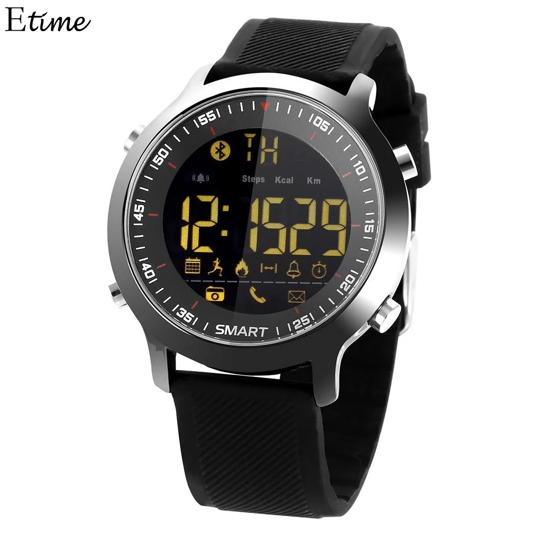 

Women Men Quartz Watch Round Waterproof IP67 Night Light Sport Bluetooth TPU Smart Watch for IOS Android Phone