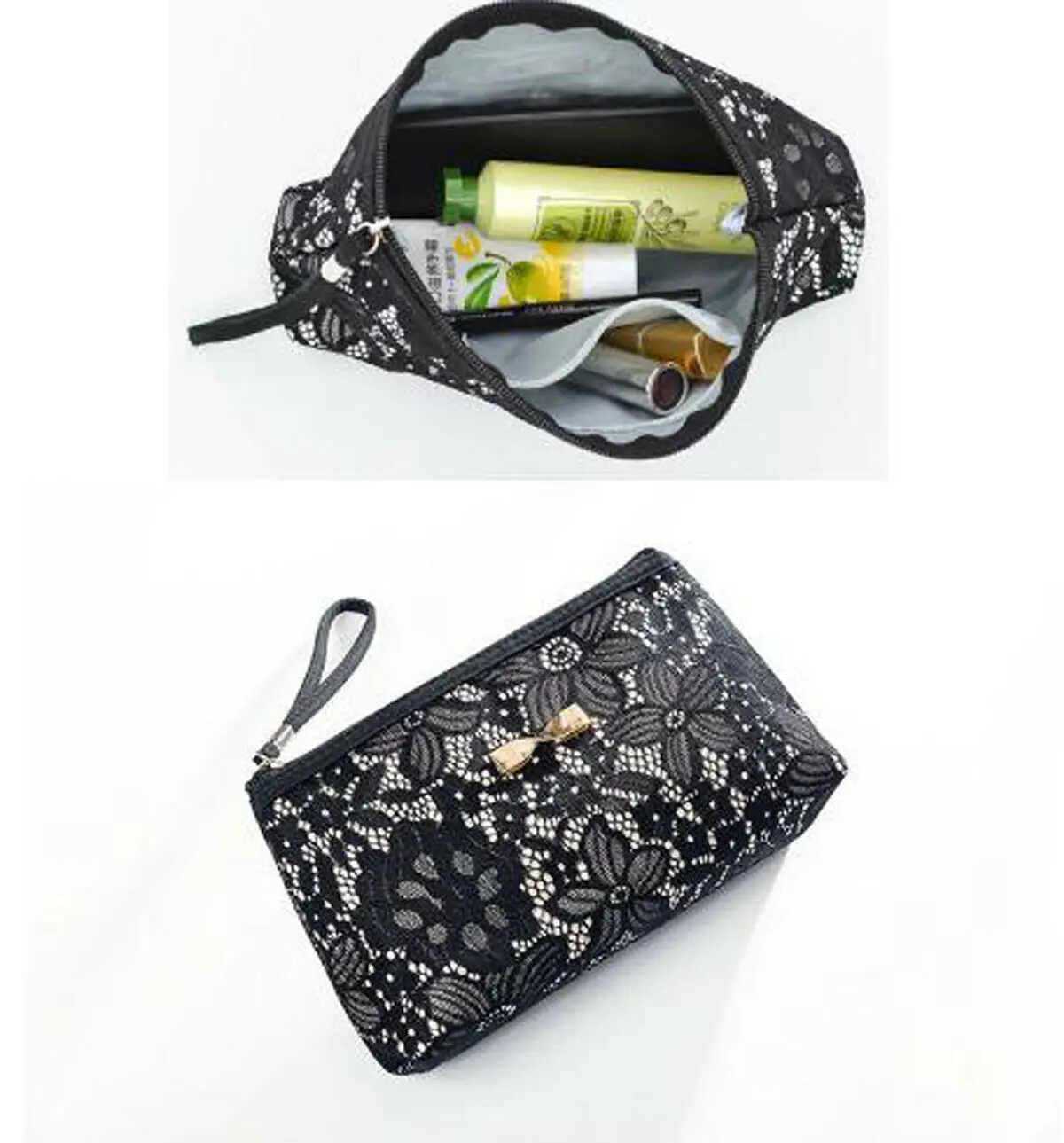 Новая мода Женская портативная, для путешествий, косметическая женская сумка на молнии с кружевным цветочным узором, органайзер для макияжа, подарок для мамы