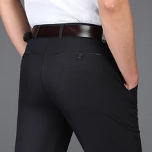 Летние Брендовые мужские деловые повседневные брюки, мужские брюки, тонкие хлопковые прямые свободные брюки для костюма, мужские брюки размера плюс