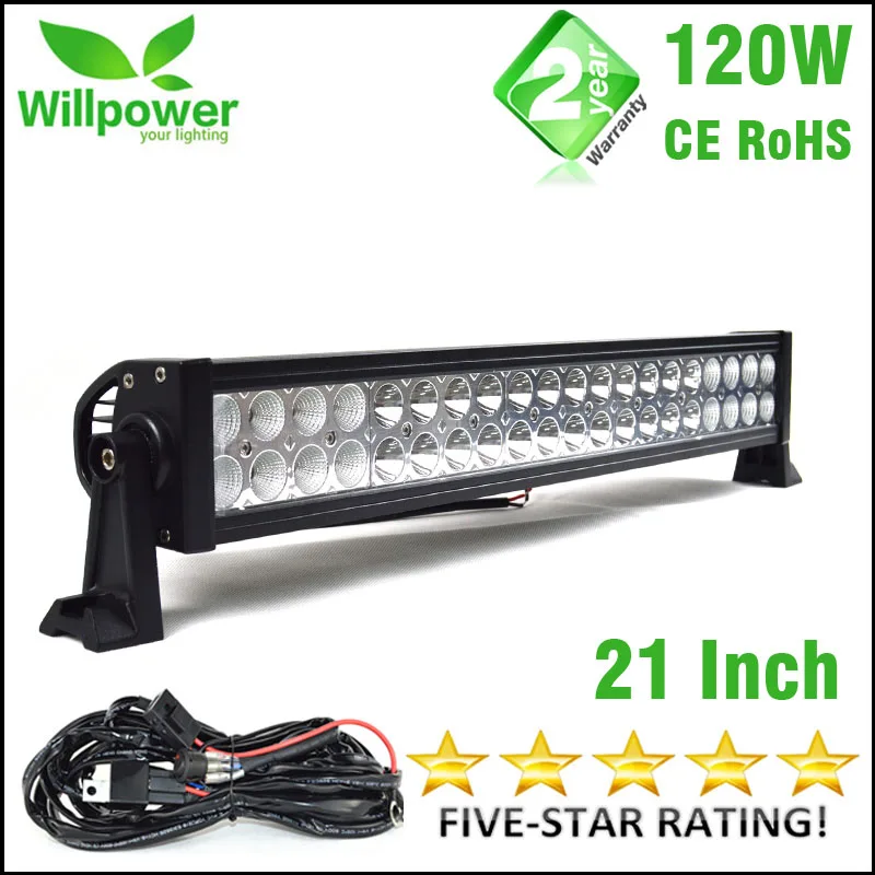 Double rows aluminum housing 21'' inch 120W led light bar for offroad