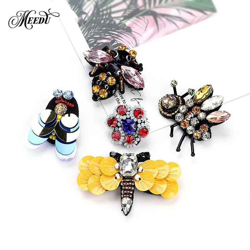

MIEG Various Fabric and Acrylic Crystal Flower / Bee / Dragonfly Insect Brooch Pins For Women Kids Gift