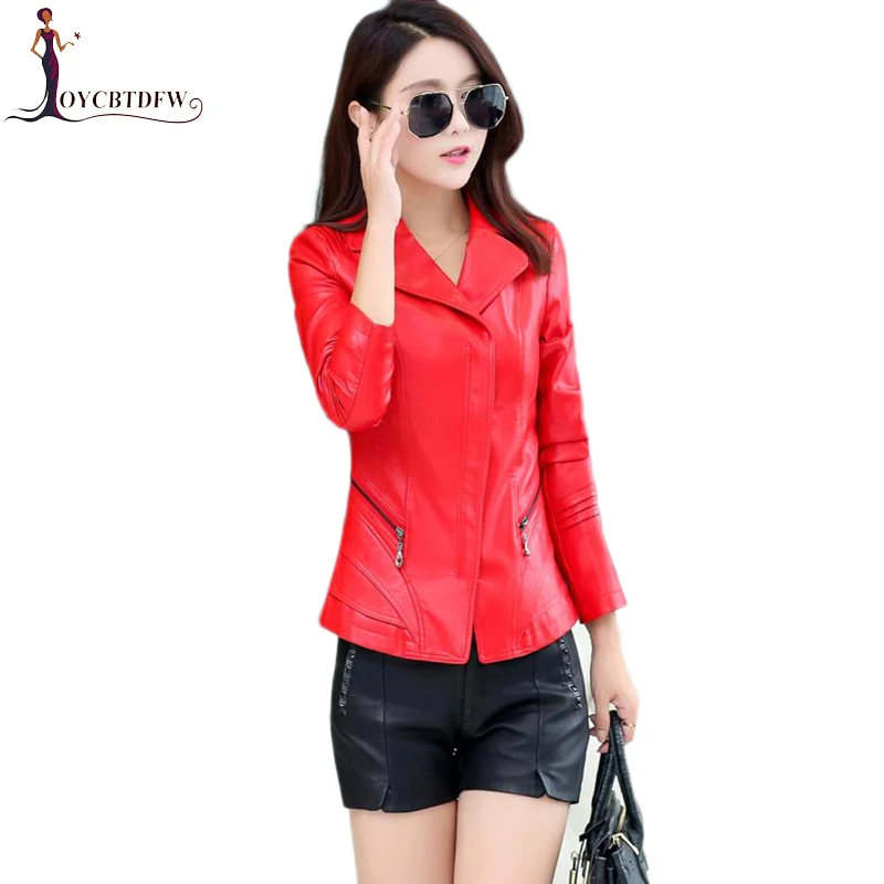

Summer Real Large Size M-5xl Women Bomber Orange Leather Jacket 2018 Autumn New Fashion Short Motorcycle Red Sheepskin Coat 264