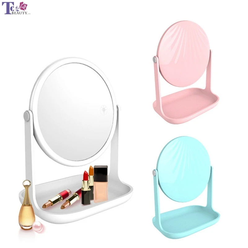 

Portable Makeup Mirror Standing Led Light Compact Desktop Vanity Desktop Mirrors Small Hand Lamp Table Cosmetic Tools