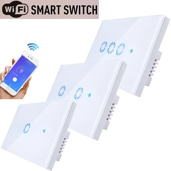 

Smart Light Touch Switch Panel Wall interruptor 1/2/3 Gang wifi light switch US/EU/UK Standard Work with Alexa Google Home