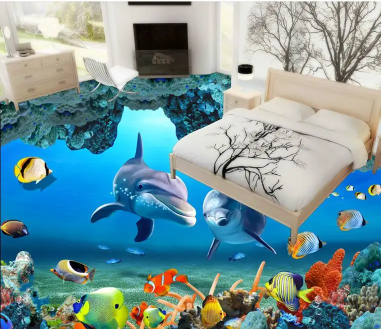 3d-наклейка на пол для ванной комнаты водостойкие обои морского мира 3d напольные