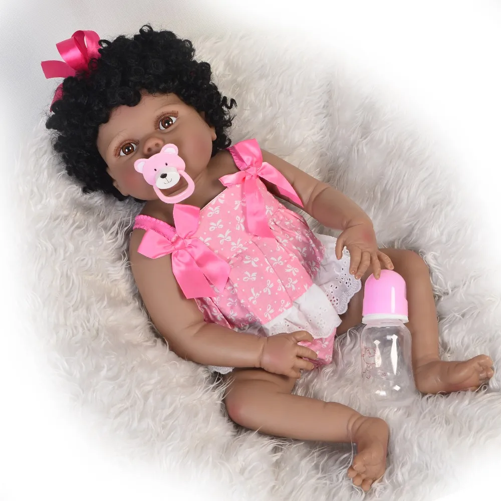 22 &quotBebe boneca reborn Lifelike baby dolls полностью виниловые силиконовые куклы из черной кожи