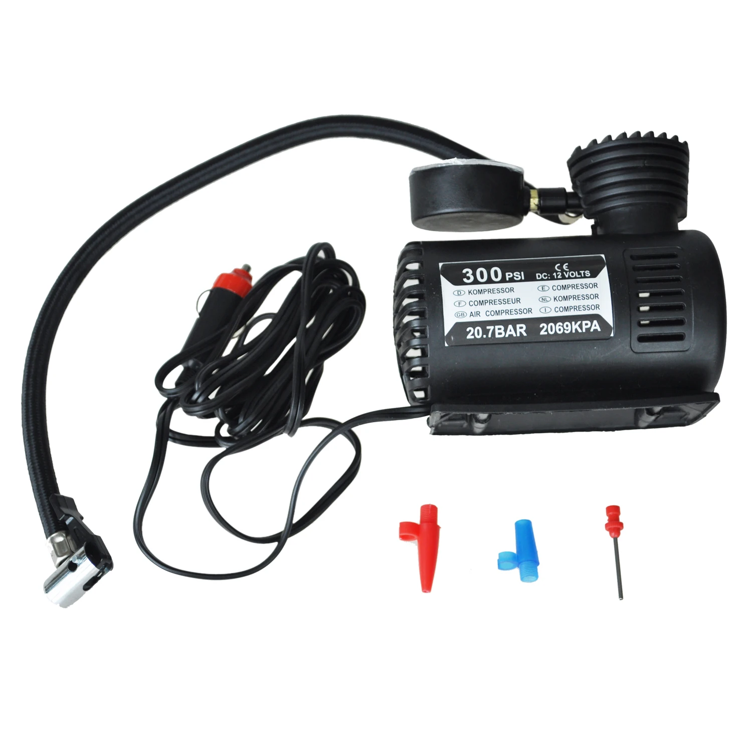 

AUTO -12v Car Auto Electric Pump Air Compressor Portable Tire Inflator 300ps