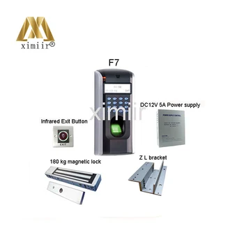 

Free Shipping F7 Fingerprint Access Control System With Power Supply ,Magnetic Lock, Infrared Exit Button And Bracket