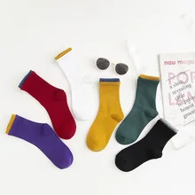 1 пара, женские носки, осень, новинка, модные, удобные, хлопковые, одноцветные, эластичные, дикие, дезодорирующие, цветные, длинные женские носки