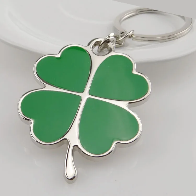 Luck Four Green Leaf Clover silver colour   key ring ideal Birthday Christmas 