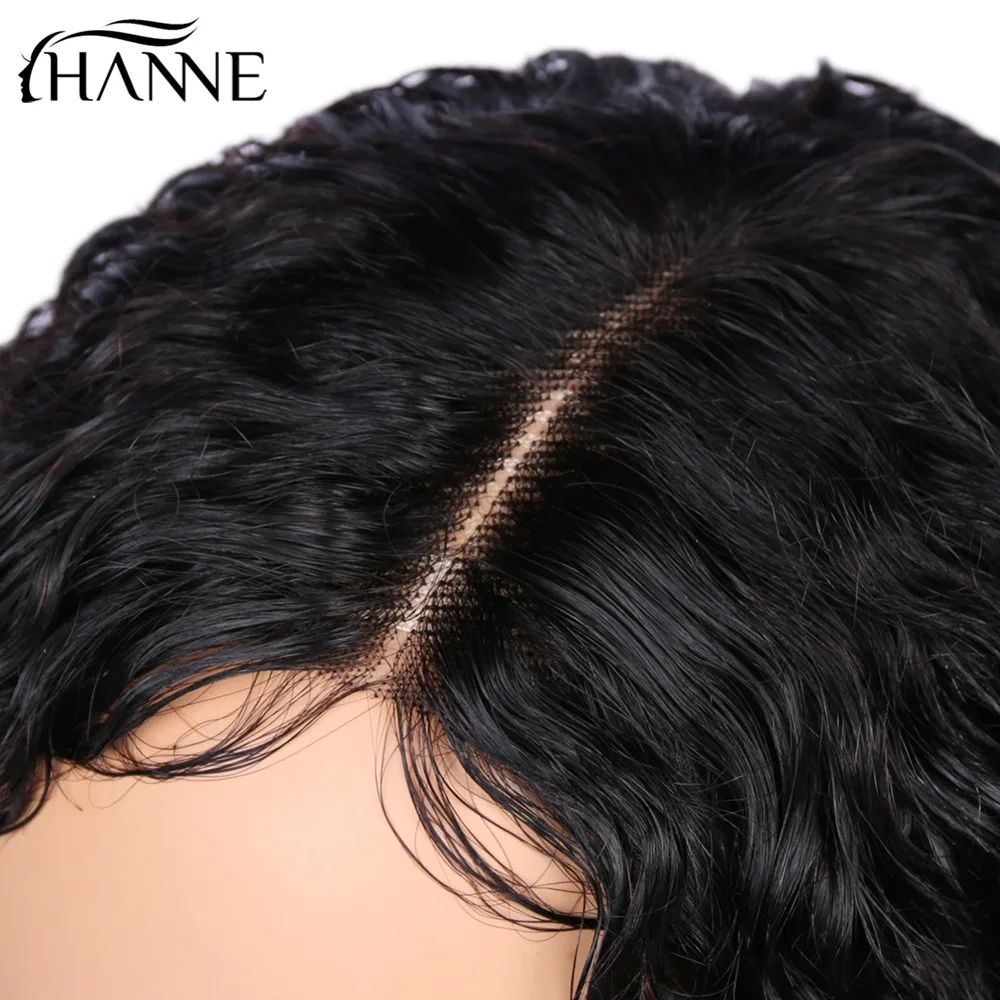 Ханне волосы короткие вьющиеся Синтетические волосы на кружеве человеческих волос Парики Бразильский боковая часть парик с ребенком