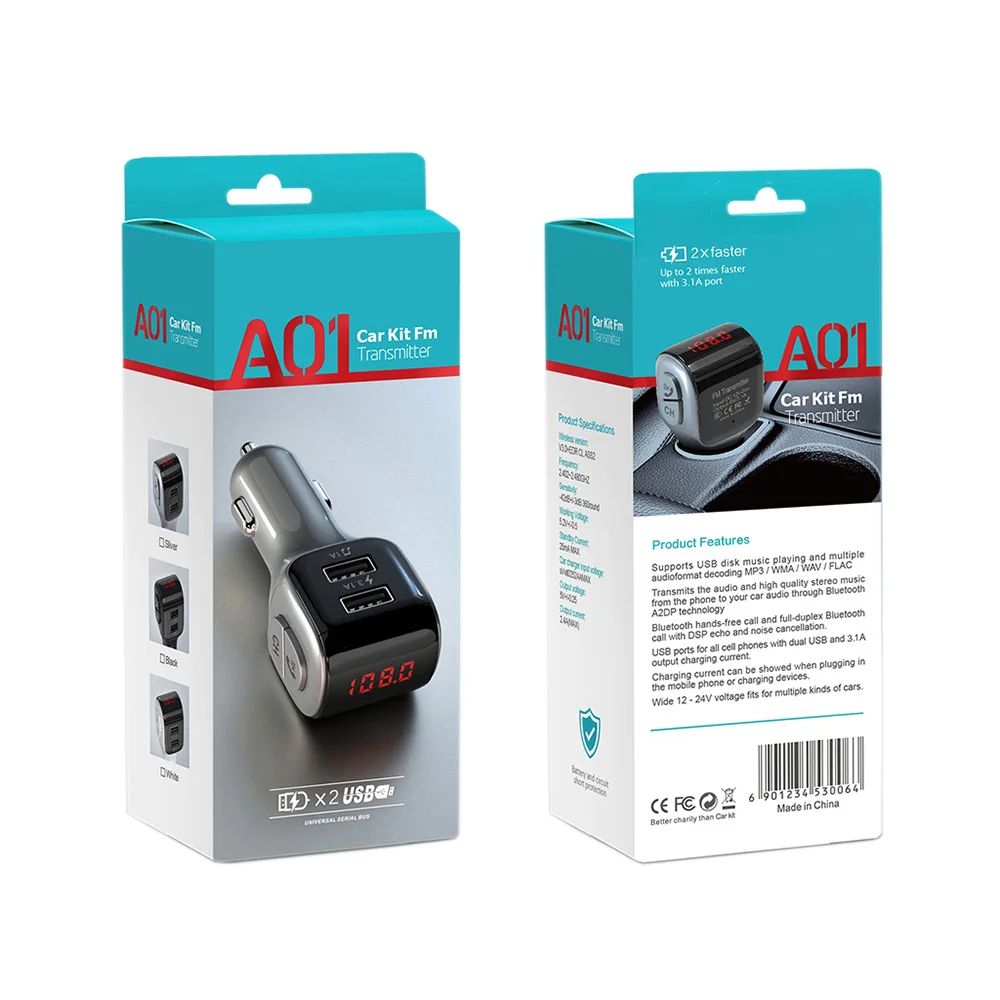 KCAR1013_10_JONSNOW A01 Mini Car Charger MP3 Player Double USB Car Fast Charger Bluetooth 5.0 FM Transmitter 68dB Wireless Bluetooth Car Kit