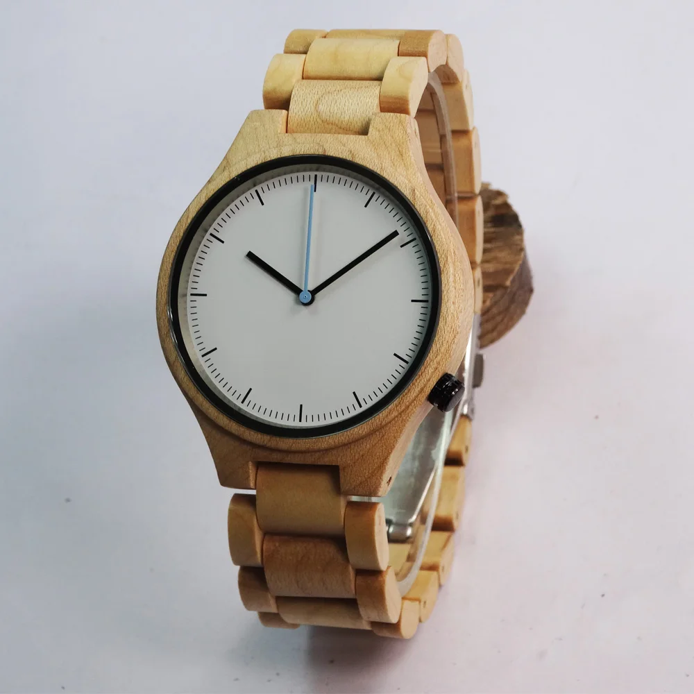 

New Maple Wooden Watch For Men Groomsmen's Gift With Luxury Round Wristwatch With Gifts Box