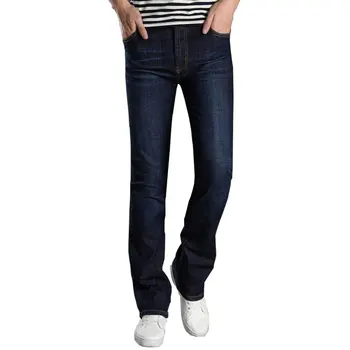 

Men's Business Casual Jeans Male Mid Waist Elastic Slim Boot Cut Semi-flared Four Seasons Bell Bottom Jeans 28-38