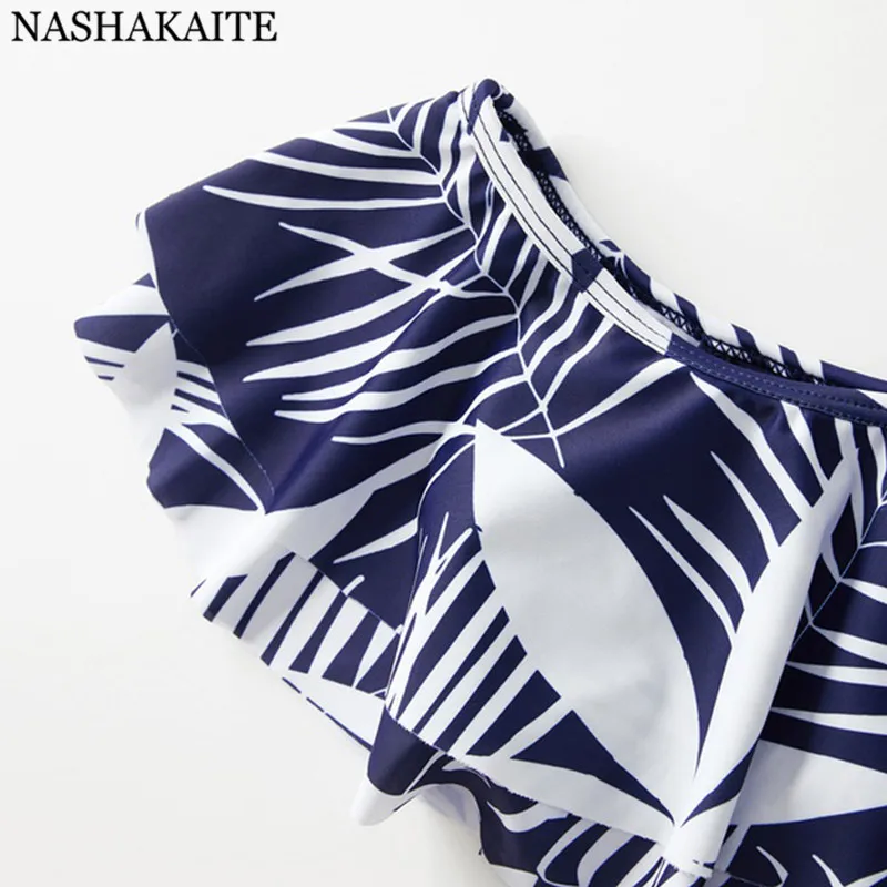 NASHAKAITE, семейный купальник, лето, с принтом тропических листьев, купальник для мамы и дочки, пляжная одежда для мужчин и мальчиков, плавки