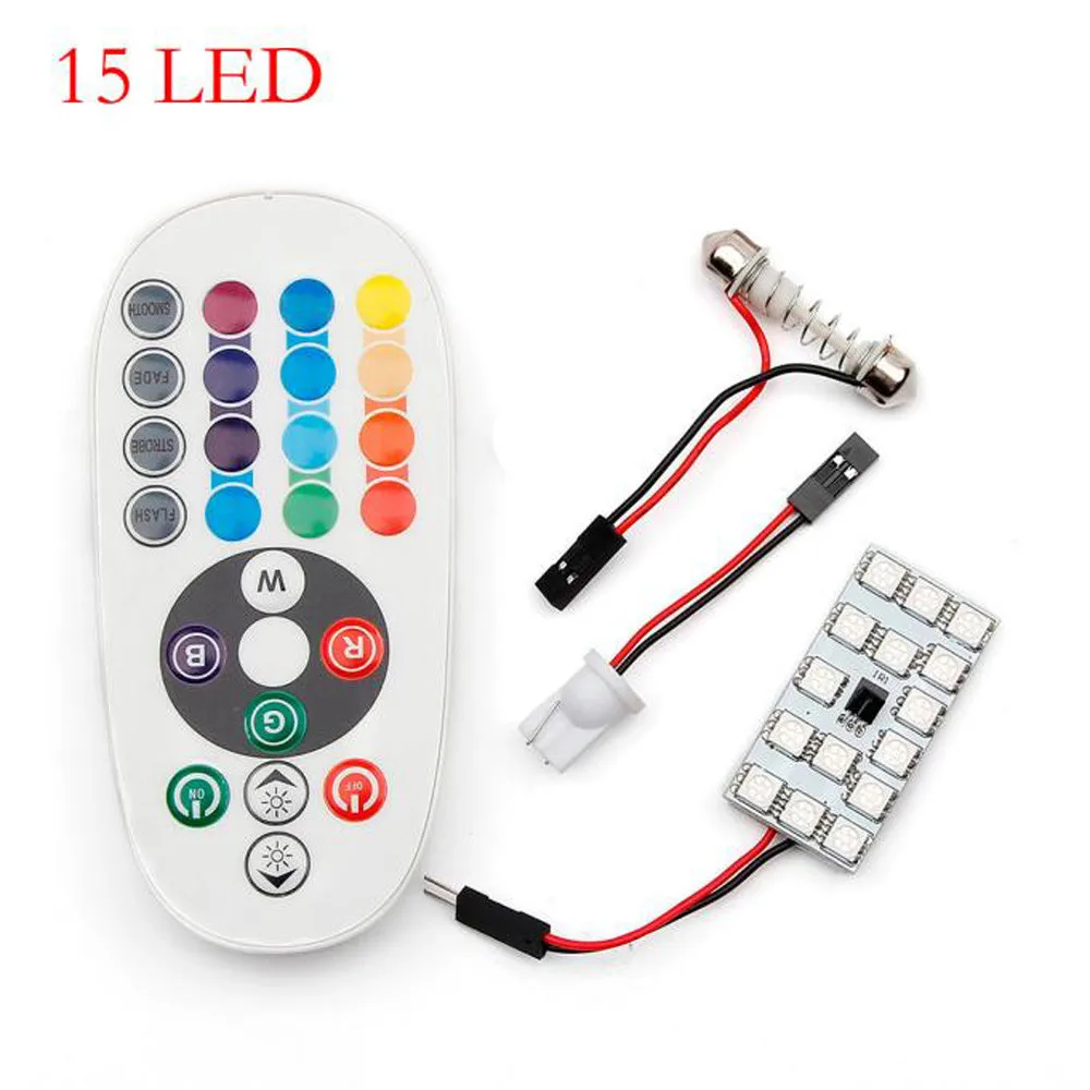 

T10 5050 SMD 16 Colors 15 RGB LED Car Interior Panel Reading Lamp Controller Conveninence Fashion Free shipping 18Jan31