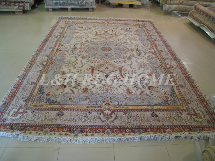 

Free shipping 10'x14'160 Line Hand-knotted Wool and Silk Oriental Persian Rug handmade persian carpet