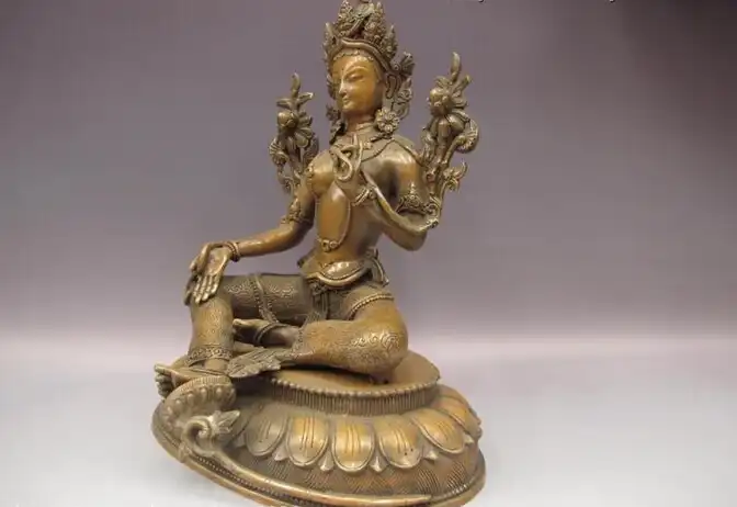 Yingfa USPS в США S0638 10 Тибетский буддизм медный Бронзовый зеленый TaRa Kwan Yin