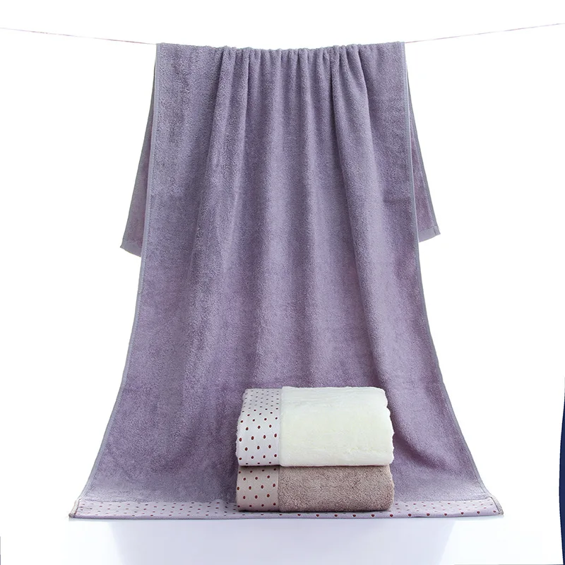 

Bamboo Fiber Bath Towel 500g Wide Forged Dot 140*70cm Thick Large Bath Towel Bamboo Charcoal Fiber Household Plain Bath Towel