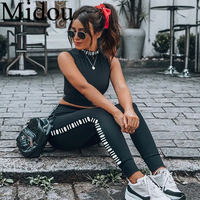 

Midou Women's Sports Suit Female Sportswear For Woman Gym Fitness Clothing Women Sport Wear Clothes Sporty 2 Piece Set Leggings