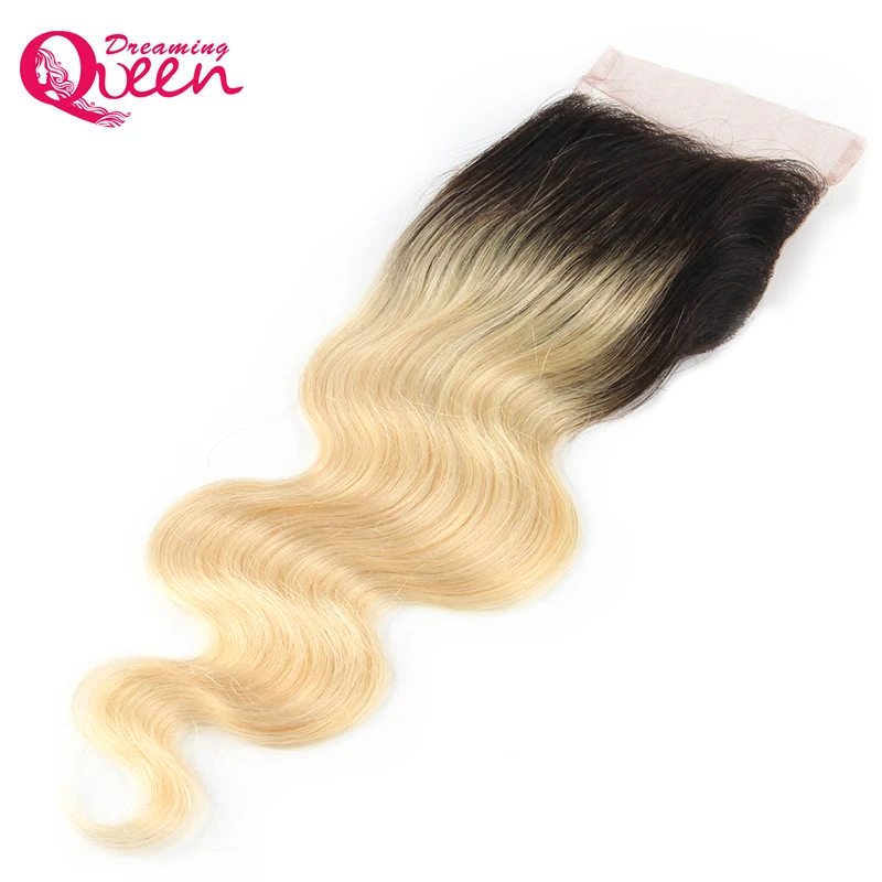 Dreaming Queen Hair 1B/613 Body Wave 4x4 Lace Closure Ombre Brazilian 100 Human Hair No Remy Hair Closure with Baby Hair body-wave : image Dreaming Queen Hair 1B/613 Body Wave 4x4 Lace Closure Ombre Brazilian 100 Human Hair No Remy Hair Closure with Baby Hair body-wave