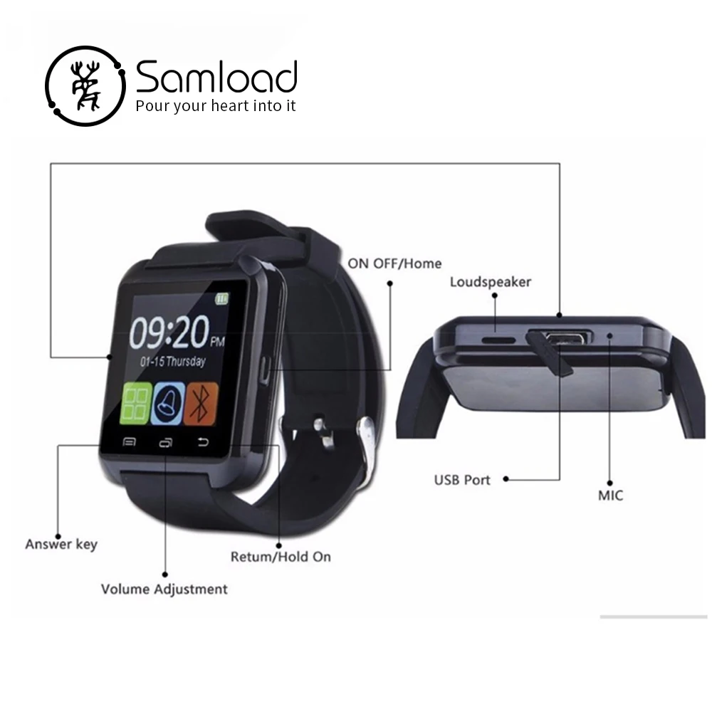 Умные часы Samload, синхронизация уведомлений, поддержка подключения Bluetooth для телефона Android, умные часы PK GT08 DZ09 GV18 U8