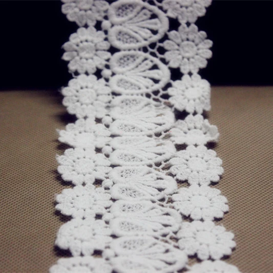 

5 yard 7cm 2.75" wide ivory cotton tapes lace trim ribbon 16407 QL4K949