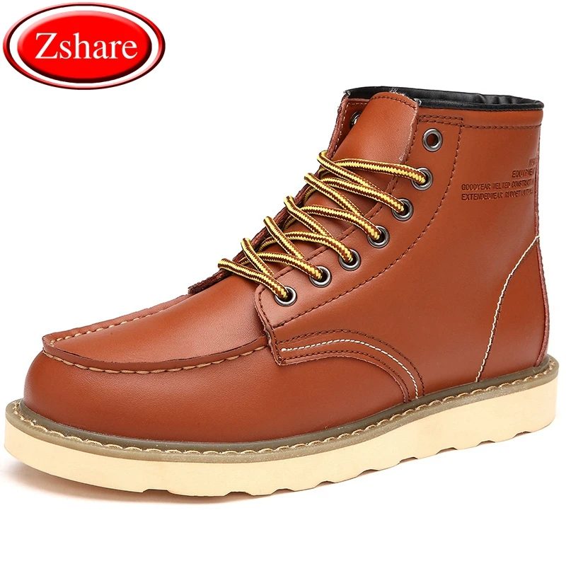 

Genuine Leather Boots Men Botas Mujer Plus Size Shoes Man Ankle Boots Winter Plush Warm Dr Martin Boots Fashion Working Booties
