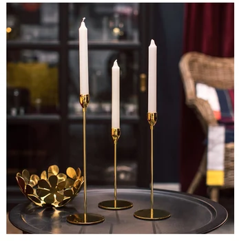 

Nordic Golden Metal Candle Holders Rose Gold Iron Candlestick Candelabra Wedding Dinner Christmas Decoration