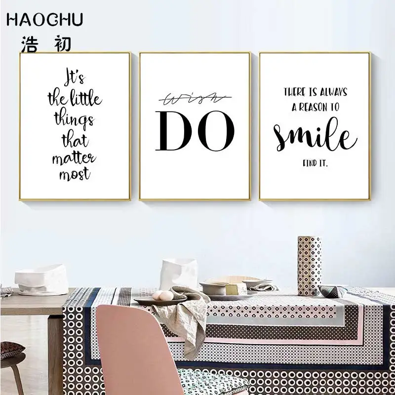 

HAOCHU Inspirational Quotes Smile Wish Do Stay Positive Canvas Painting Wall Art Poster Home Decoration for Office Study Room